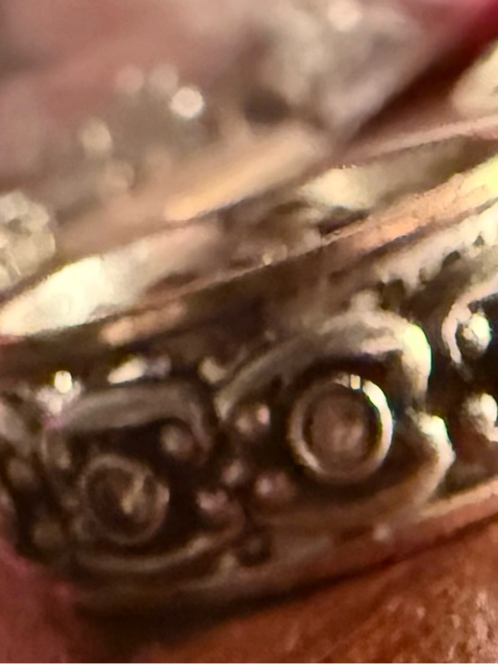 Israeli Sterling Silver and Yellow Gold Ornate Meditation Spinner Ring